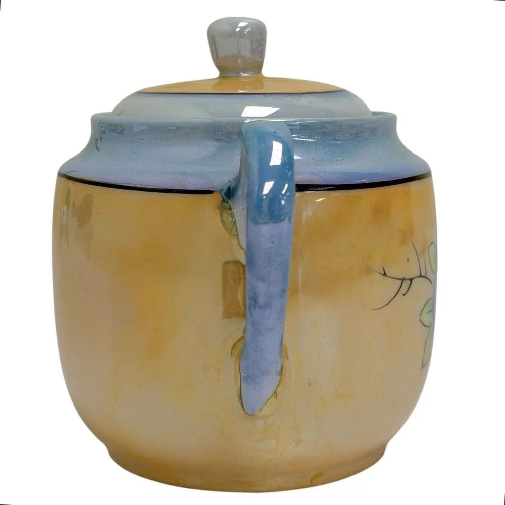 Vintage 1950s‎ Handmade In Japan Lusterware Sugar Bowl & Creamer Bird Floral